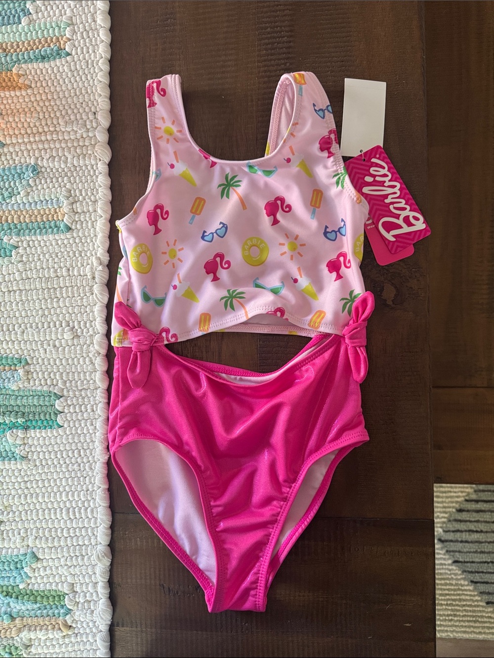 Barbie Pink Tropical Print Girls' Swim